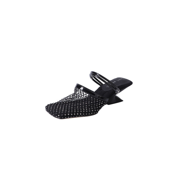 Karin Luna Highlights Fairness~In stock  Closed-Toe Diamond Mesh Unisex Convertible Sandals