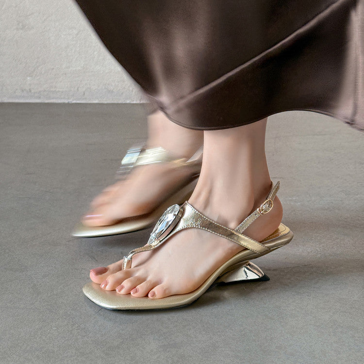 Karin Luna Bestseller Element Square Toe Irregular Heel Super Stable Toe Clip Sandals