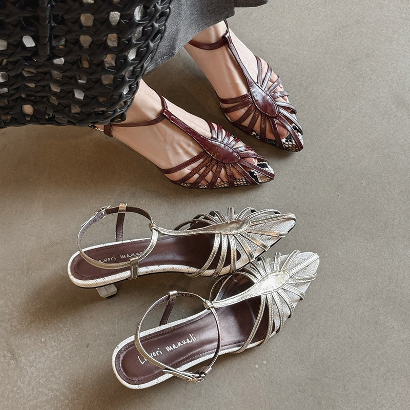 Karin Luna In Stock Spot Goods Open-toe French Style Metal Heel Sandals