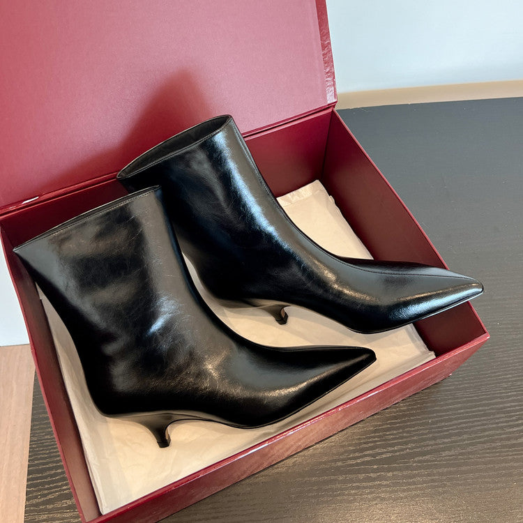 Karin Luna In Stock Spot Goods Minimalist Tube Kitten Heel Short Boots