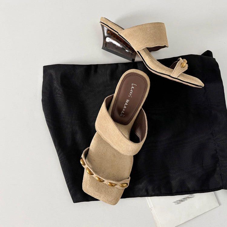 Karin Luna Hot-Selling Element Amber Heel~Spot Goods Spot Goods  Vacation Style One-Strap Amber Irregular Heel Slippers