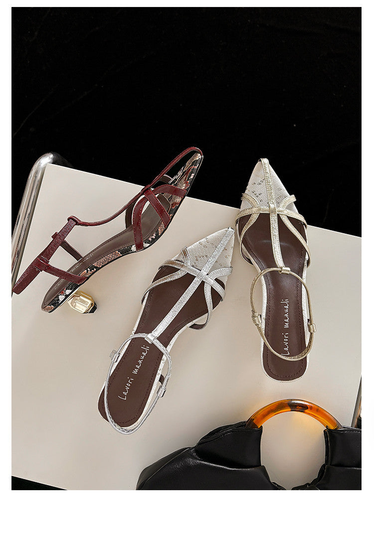 Karin Luna In Stock Spot Goods  French-style Hollow-out Thin Strap Sandals