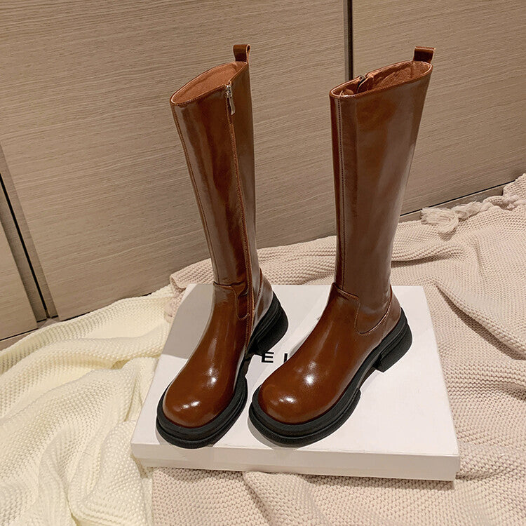 Karin Luna In Stock Spot Goods  Always in stock  Classic Basic Style Round Toe Thick Sole Knight Boots