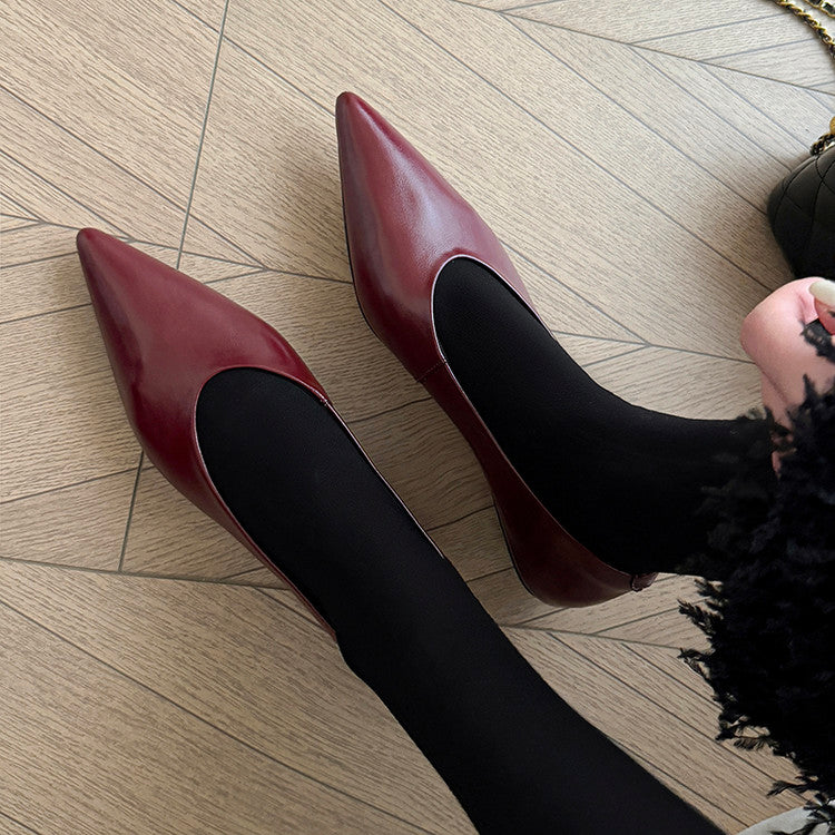 Karin Luna In Stock Spot Goods Classic three-color pointed toe metal heel shoes