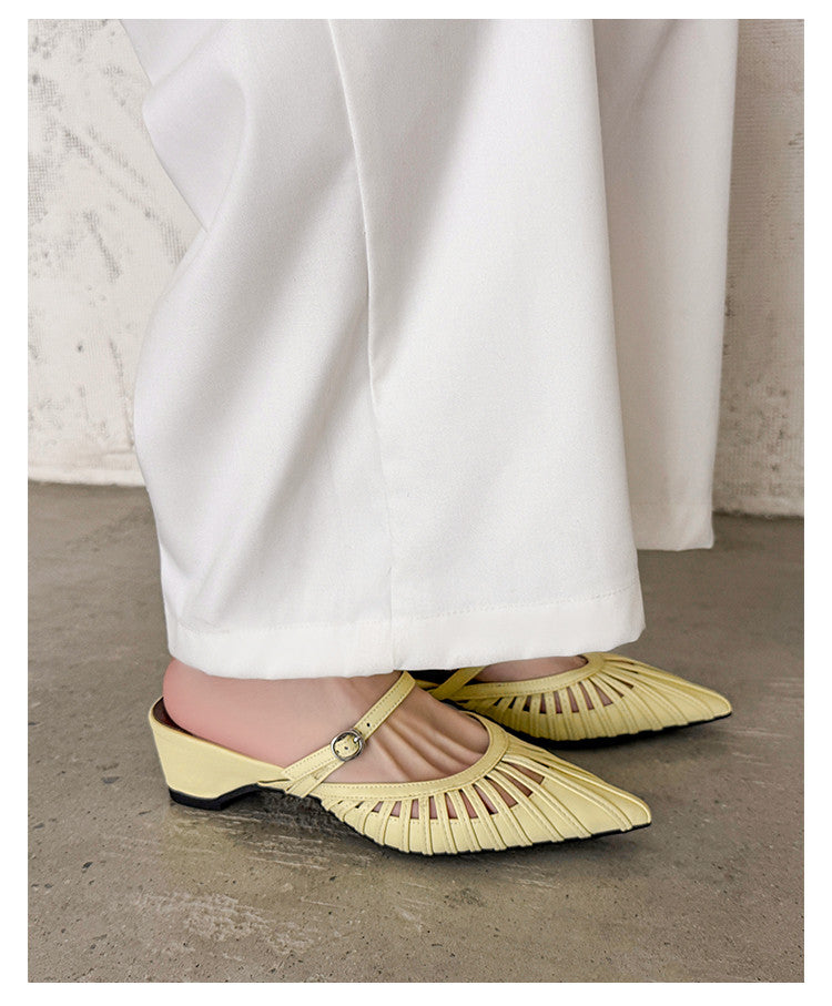 Karin Luna Casual Feel~In stock Pointed Toe Hollow Design Note Pointed Toe Slippers