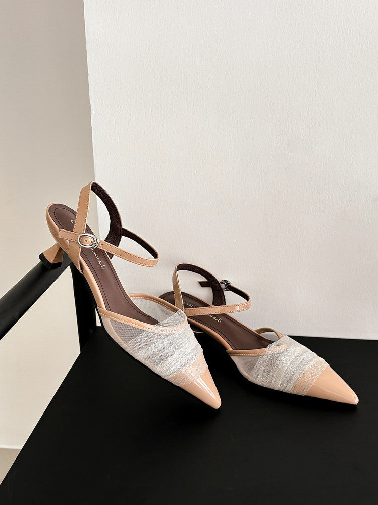 Karin Luna In Stock Spot Goods  Elegant Mesh Pointed Toe Sandals