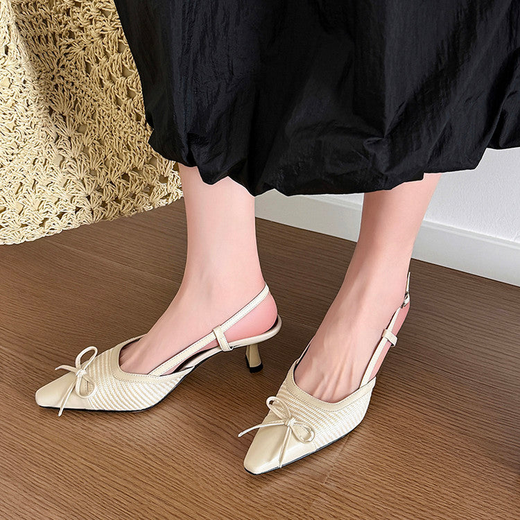 Karin Luna In Stock Spot Goods Braided Style Elegant Thin Heel Pointed Toe Closed-Toe Sandals