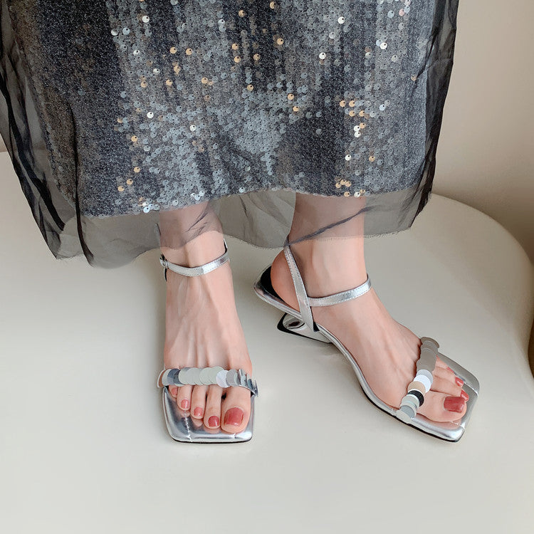 Karin Luna In Stock Spot Goods   Sequin One-Strap Irregular Heel Sofa Insole Sandals