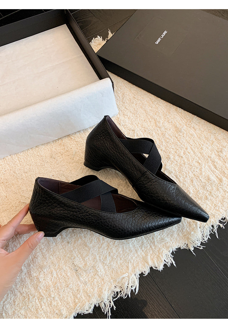 Karin Luna In Stock  Spot Goods  a Large Number of Spot Goods Pointed Toe Cross Strap Hidden Wedge Shoes