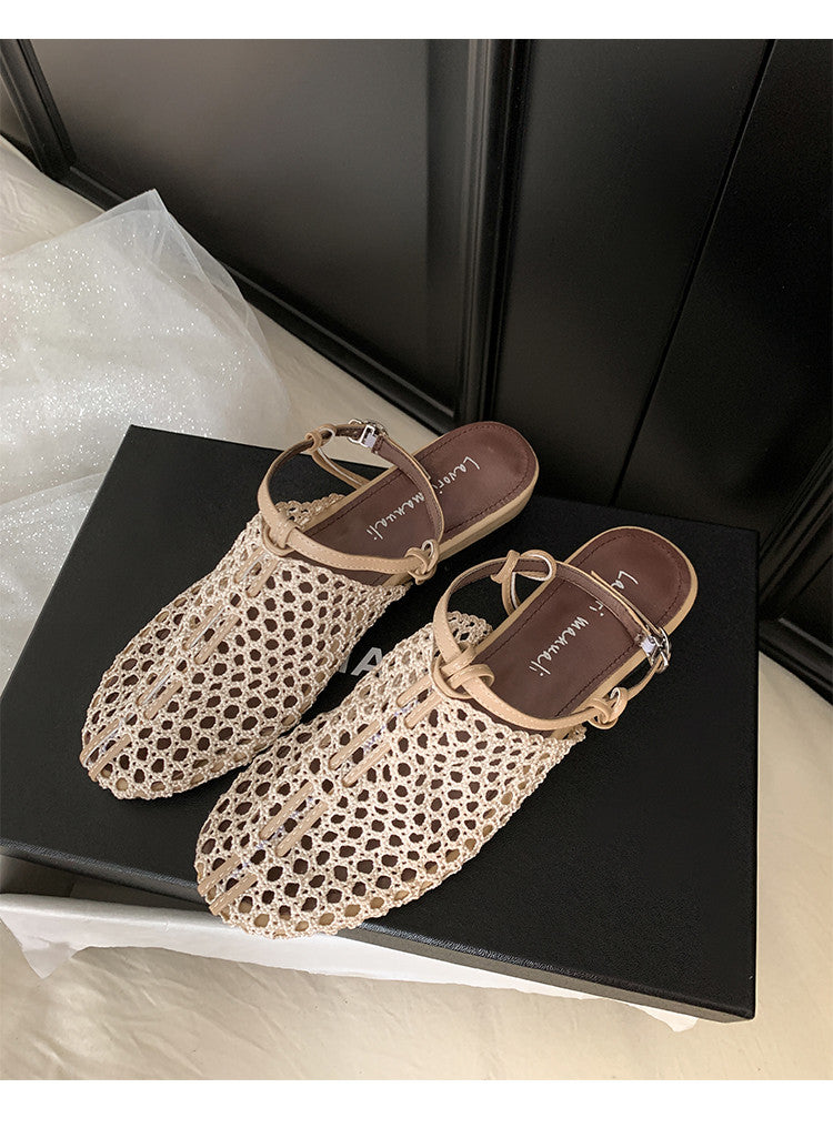 Karin Luna In Stock Spot Goods  Resort Style Series~Casual woven closed-toe flat sandals