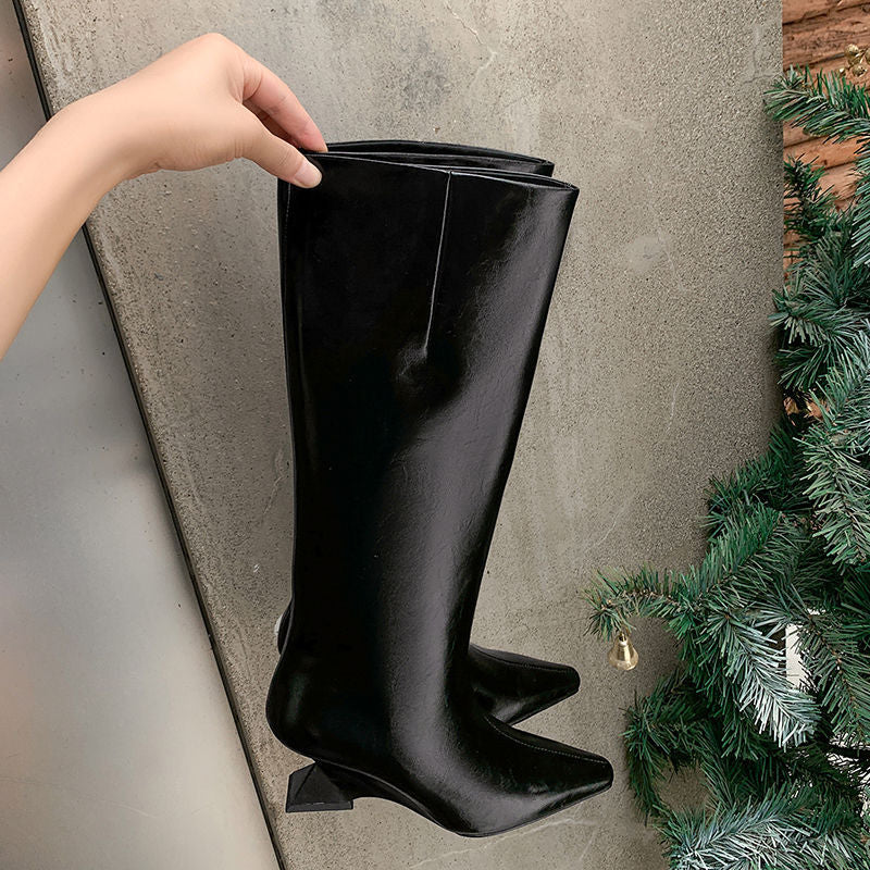 Karin Luna European and American Style Unisex Square-Toed Long Boots