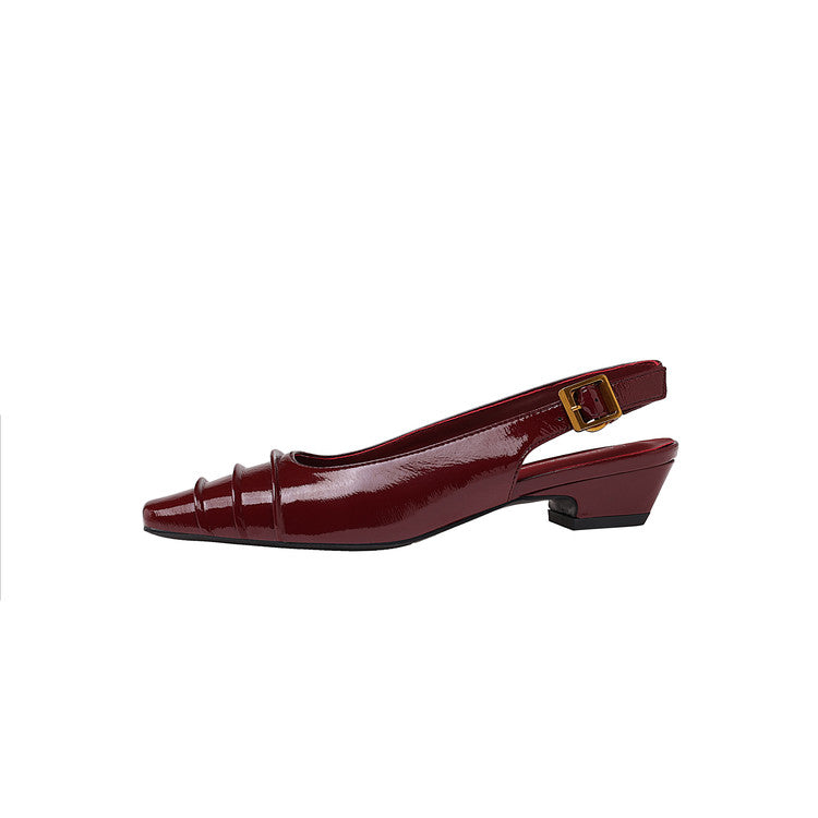 Karin Luna French Retro Square Toe Wrinkled Closed-Toe Sandals