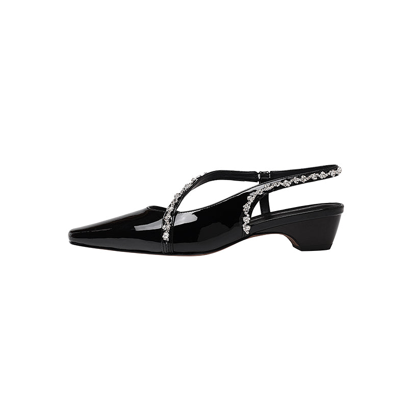 Karin Luna In Stock In Stock  Fresh Summer Vibes  Rhinestone Small Square Toe Elegant Closed-Toe Sandals
