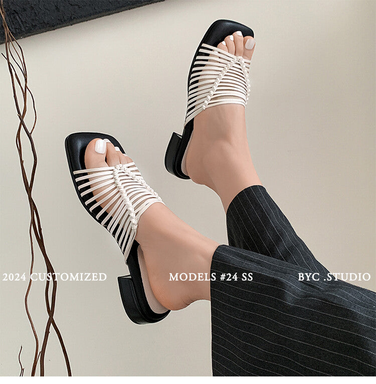 Karin Luna In Stock Spot Goods  Resort Style Handwoven Flat Sole Slippers