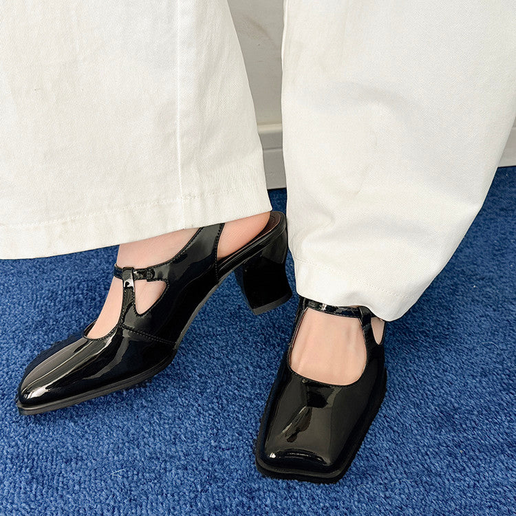 Karin Luna In Stock In Stock  Unique European and American Style Square-Toed Chunky Heel Closed-Toe Sandals