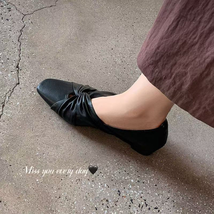 Karin Luna Cross Design Square Toe Hidden Wedge Shoes