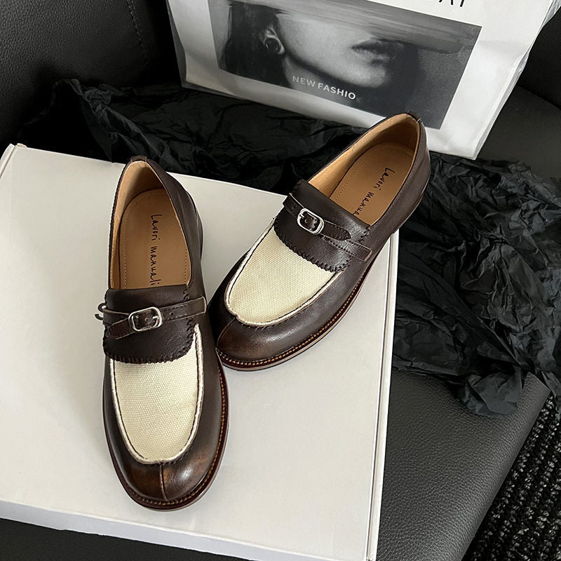 Karin Luna Casual Shoes Series~  In stock Classic color-blocking British style deep-mouth single shoes