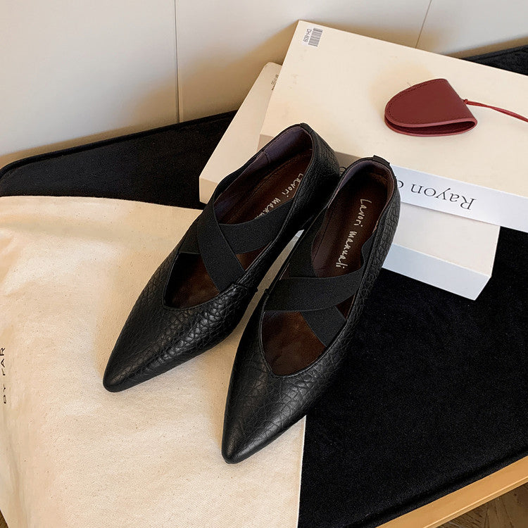 Karin Luna In Stock  Spot Goods  a Large Number of Spot Goods Pointed Toe Cross Strap Hidden Wedge Shoes