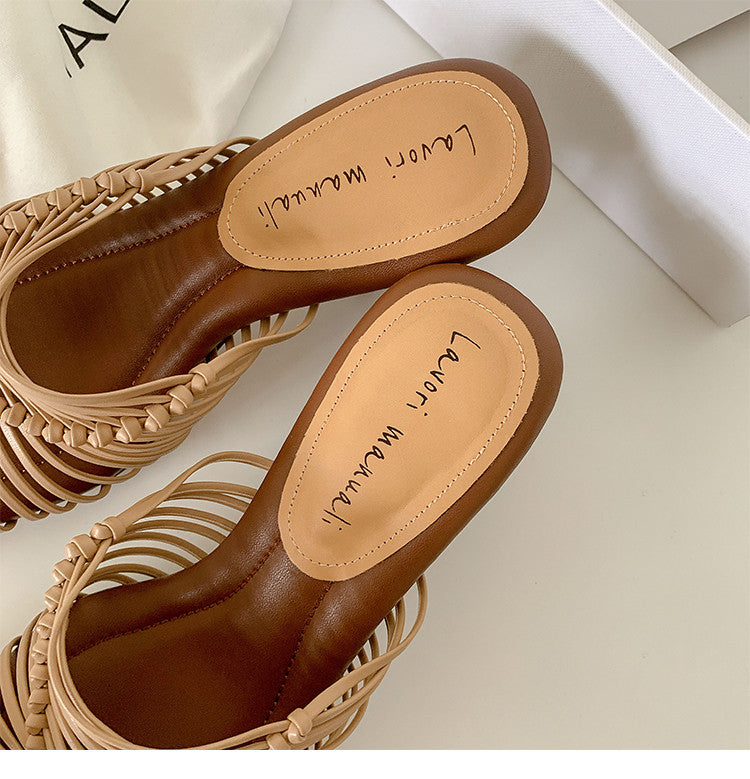 Karin Luna Bestseller Woven Vacation Style Series~ Elegant High Heel Slippers
