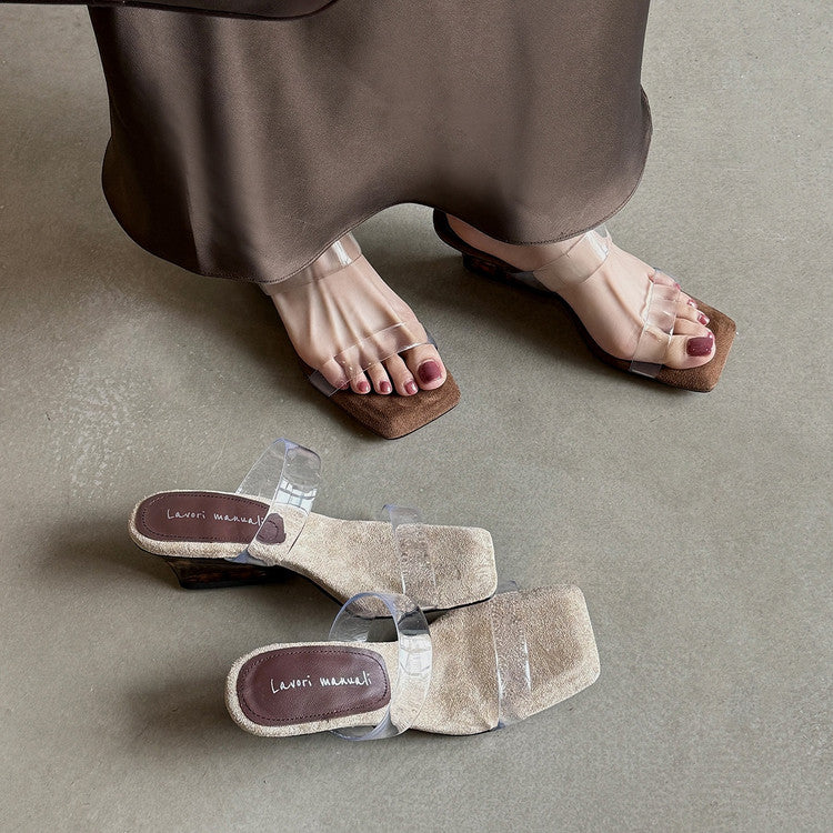 Karin Luna Hot-Selling Amber Element~Spot Goods Spot Goods Transparent tpu   Minimalist Square-Toed One-Strap Slippers