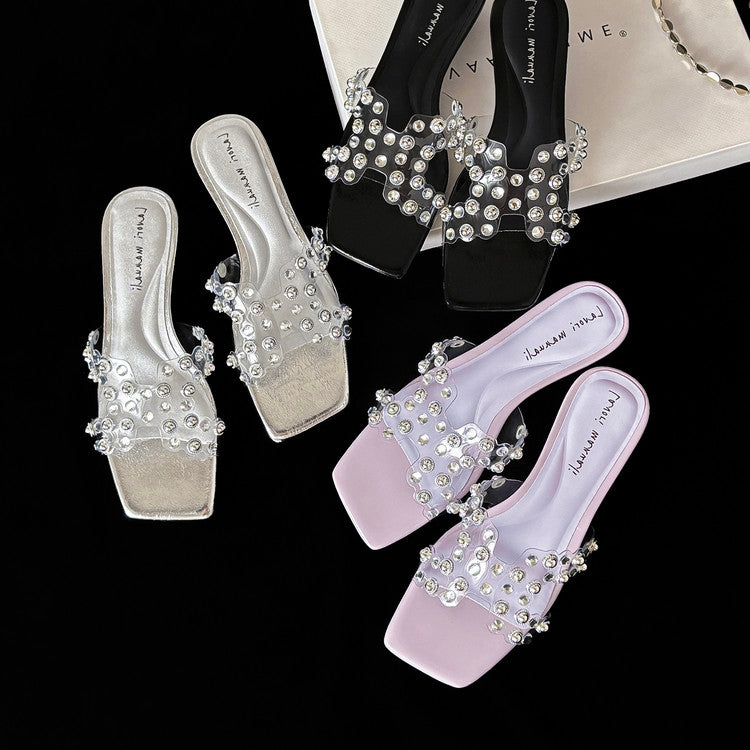 Karin Luna In Stock Spot Goods Classic versatile transparent sequin slippers