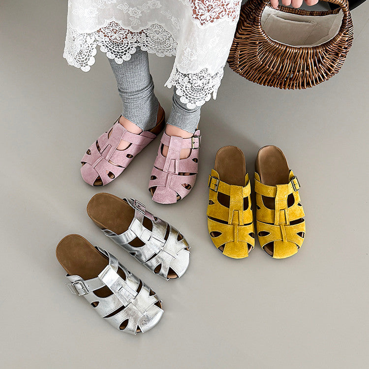 Karin Luna Full Layer Inside and Out~Basic Versatile Perforated Round Toe Birkenstock Slippers