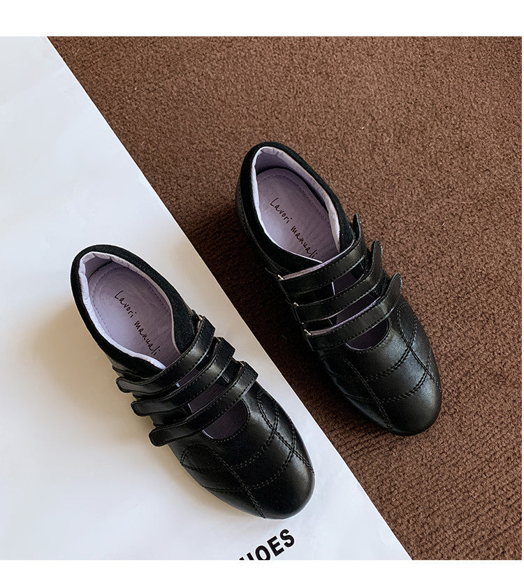 Karin Luna Casual Shoes Series~  In Stock In Stock Magic Tape Round Toe Internal Height Increase Single Strap Flats