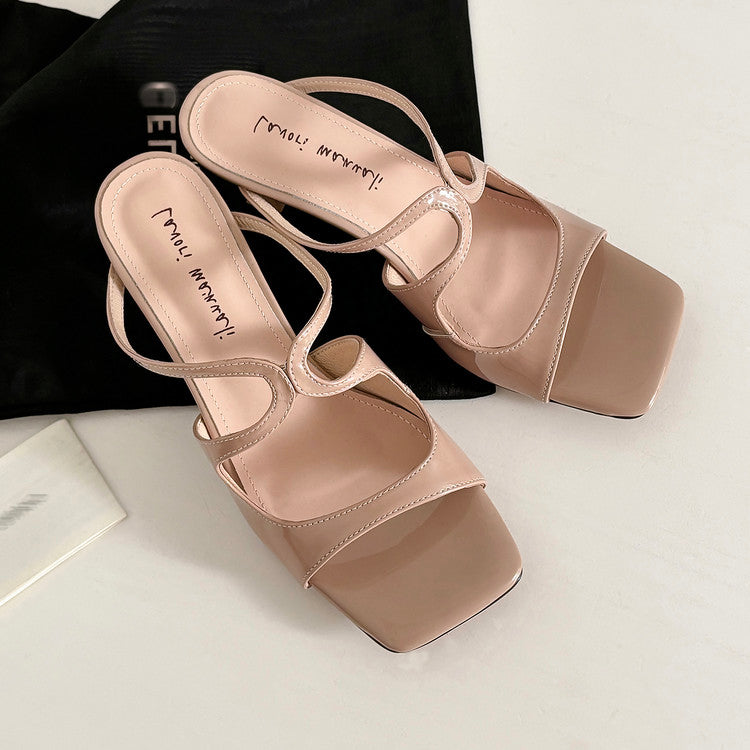 Karin Luna French Retro Square Toe Wrap Strap Open-Toe Slippers