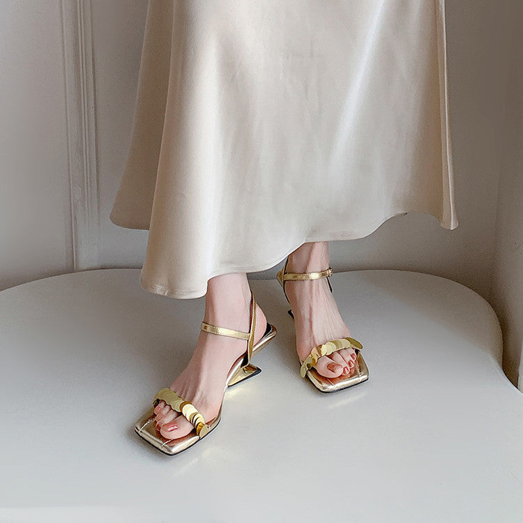 Karin Luna In Stock Spot Goods   Sequin One-Strap Irregular Heel Sofa Insole Sandals