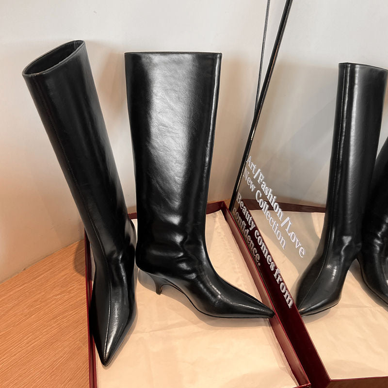Karin Luna In Stock In Stock    Stunning Elegant Style Kitten Heel Straight Long Boots