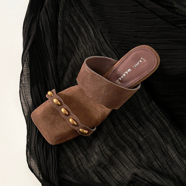 Karin Luna Hot-Selling Element Amber Heel~Spot Goods Spot Goods  Vacation Style One-Strap Amber Irregular Heel Slippers