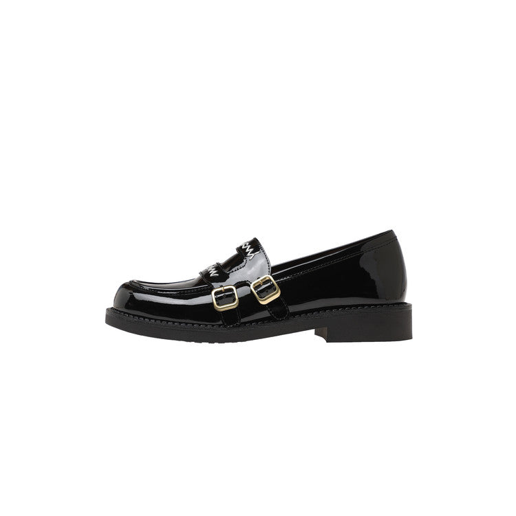 Karin Luna In Stock Spot Goods  Retro Style Slip-On Metal Buckle Loafers