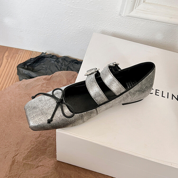 Karin Luna Future Sense silver~Spot Goods Spot Goods Hot-selling Bowknot Retro Belt Buckle Ballet Mary Jane Shoes