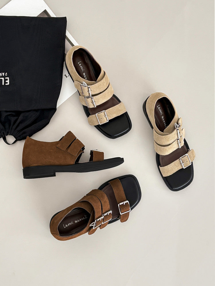Karin Luna In Stock Spot Goods   Casual Belt Buckle Thick-soled Versatile Sandals