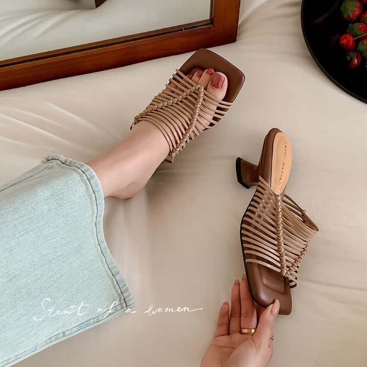Karin Luna Bestseller Woven Vacation Style Series~ Elegant High Heel Slippers