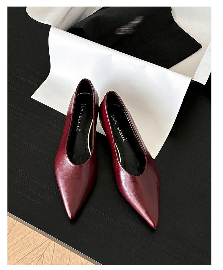 Karin Luna In Stock Spot Goods Classic three-color pointed toe metal heel shoes