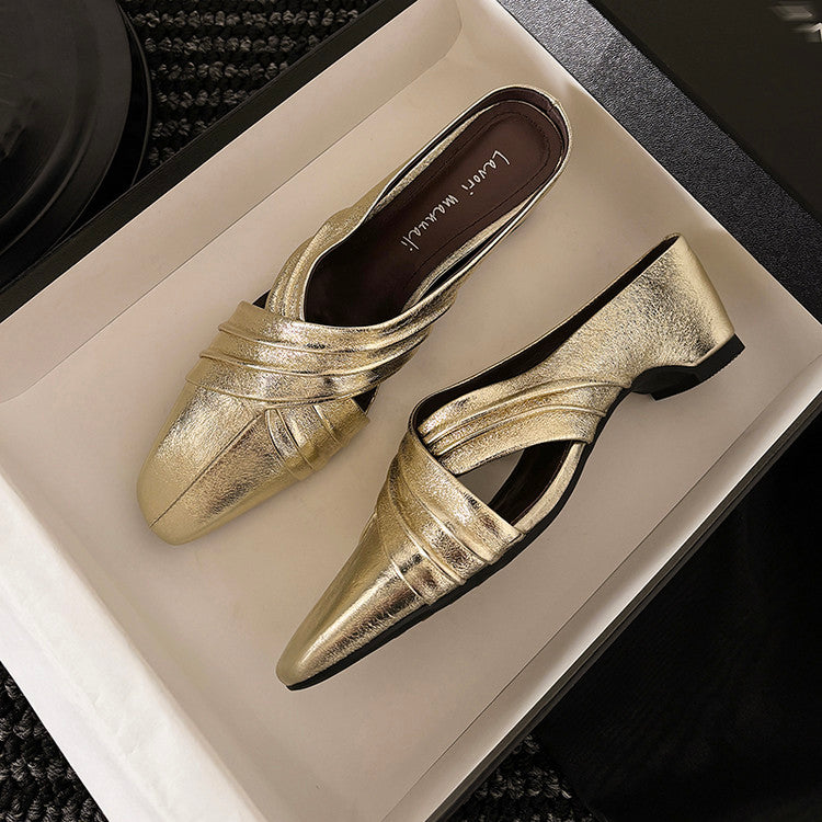 Karin Luna In Stock In Stock Basic Elegant Fairy Style Small Square Toe Sheepskin Slippers