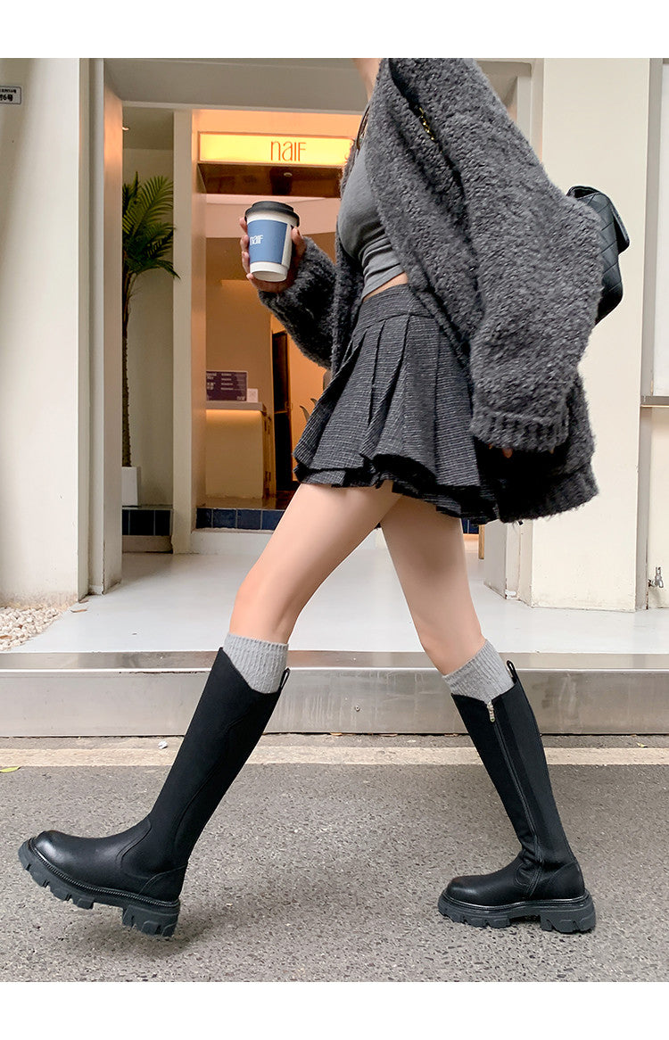 Karin Luna In Stock Versatile Irregular Stretch Fabric Long Boots