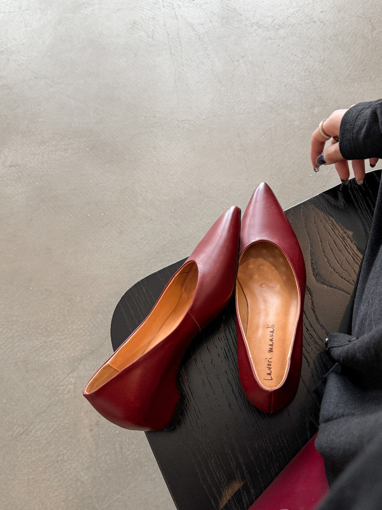 Karin Luna Full Layer Inside and Out~Basic Versatile Retro French Pointed Toe Irregular Heel Single Shoes