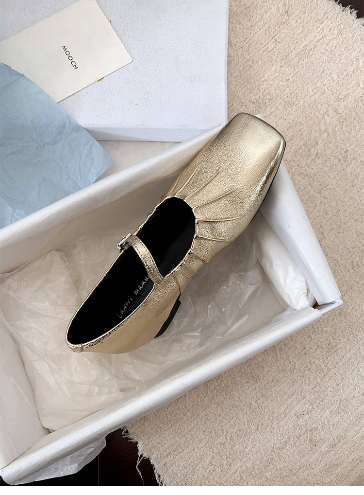 Karin Luna In Stock Spot Goods  Vintage Wrinkled One-Strap Granny Flats