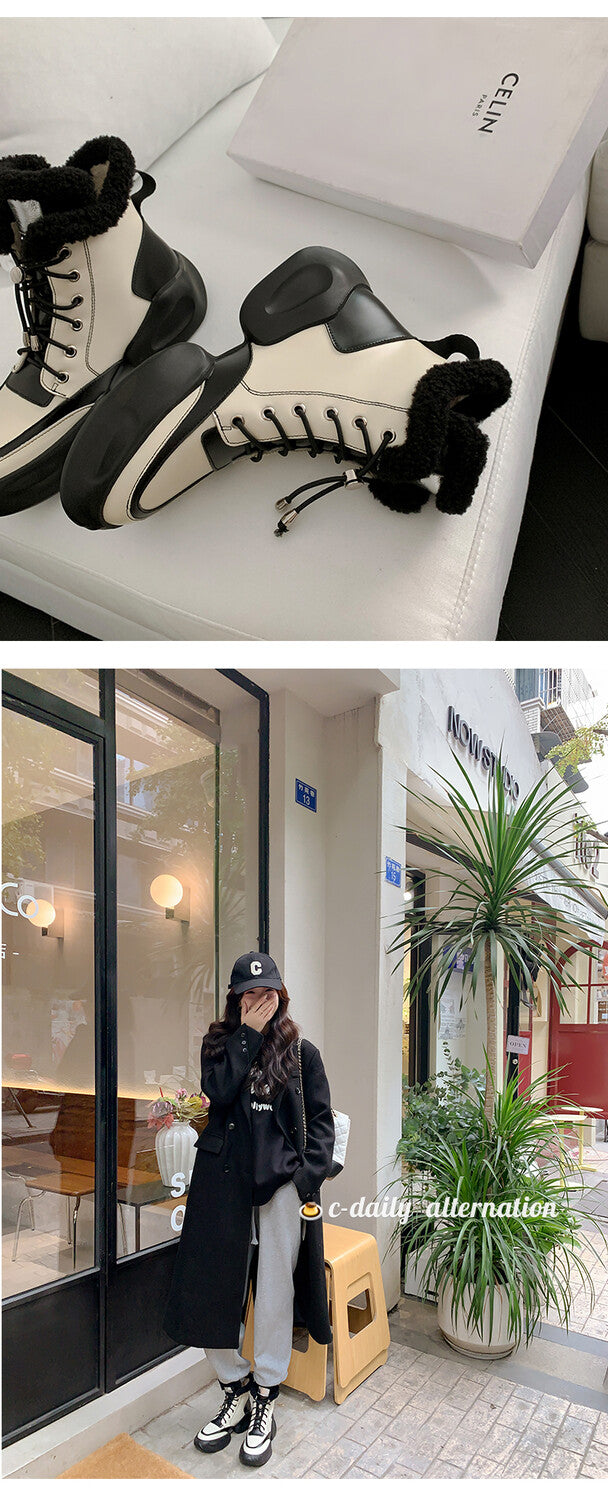 Karin Luna In Stock  Spot Goods  Hot-selling Sports Thick Sole Thickened Fur Snow Boots Full cowhide