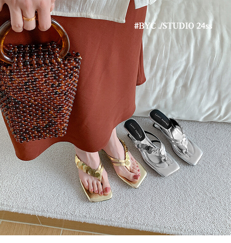 Karin Luna Exquisite Daughter~t Footrest with Rhinestones for a Sofa-like Feel  Sequin Flip-Flops