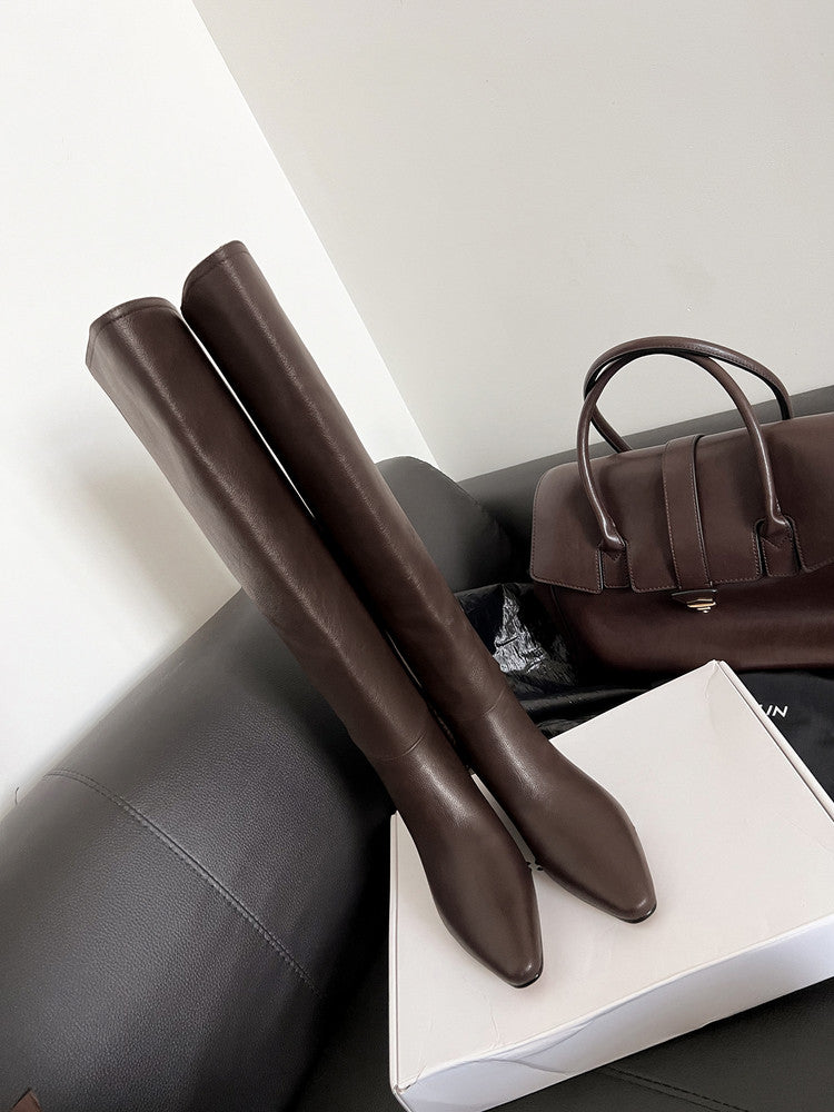 Karin Luna Elegant Style Slanted Inner Height-Increasing Long Boots
