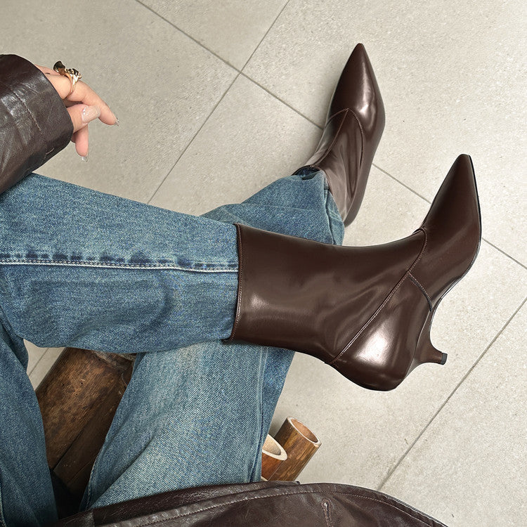 Karin Luna In Stock  Spot Goods Elegant kitten heel pointed toe trendy ankle boots