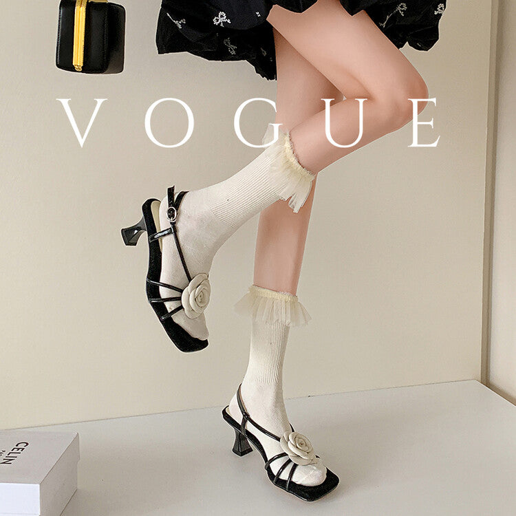 Karin Luna Exquisite Camellia ~French Retro Open-Toe Sandals