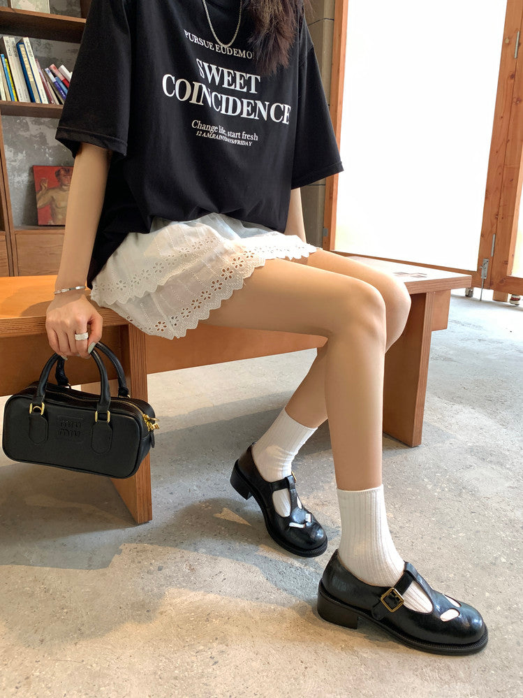 Karin Luna In Stock Spot Goods Minimalist Retro British Style Irregular Hollow Single Shoes