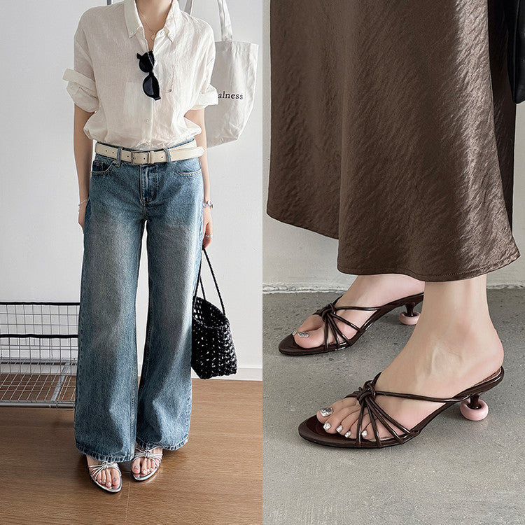 Karin Luna In Stock In Stock  In Stock Round Toe Cross Hollow Round Toe Stiletto Slippers