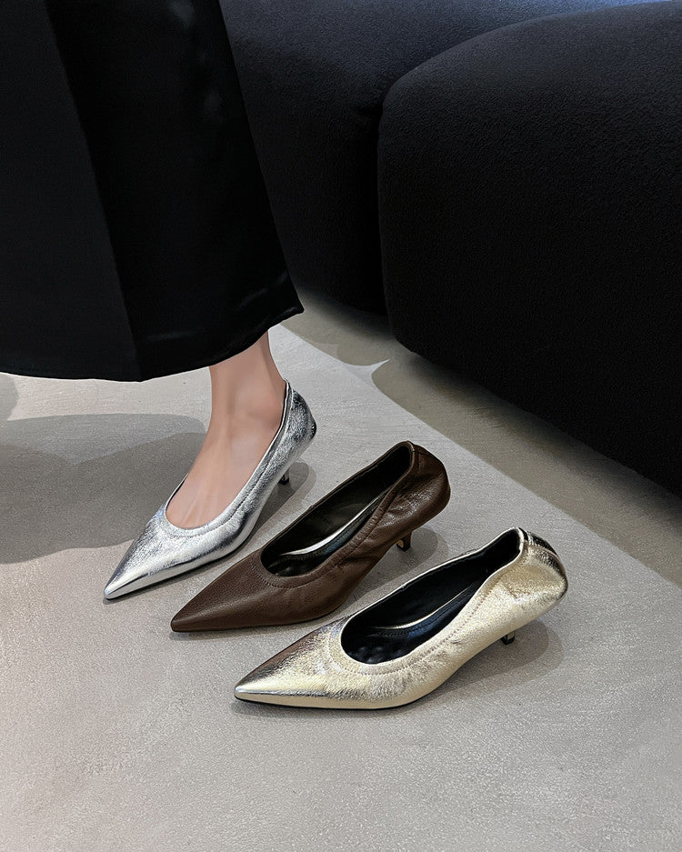 Karin Luna In Stock Spot Goods    Vintage Classic Style Shallow Mouth Single Shoes