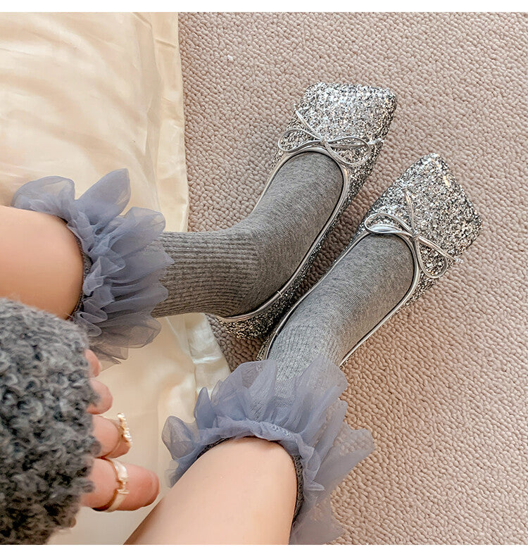 Karin Luna In Stock Spot Goods  Hurry up and grab this hot item!！Square-Toed Flat Granny Shoes