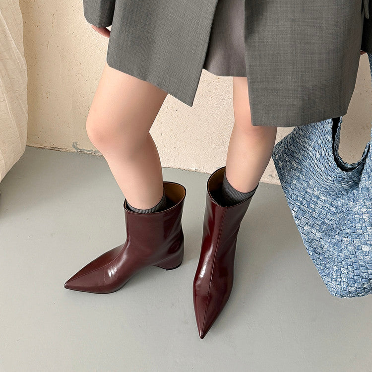 Karin Luna Elegant Pointed Toe Hidden Wedge Short Boots